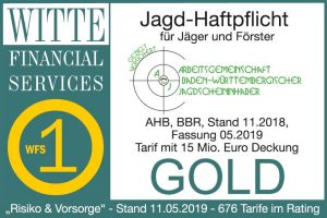 Jagdhaftpflicht Gold Top Ranking Arge BW Jagdversicherung und Hubertus Schutzbrief